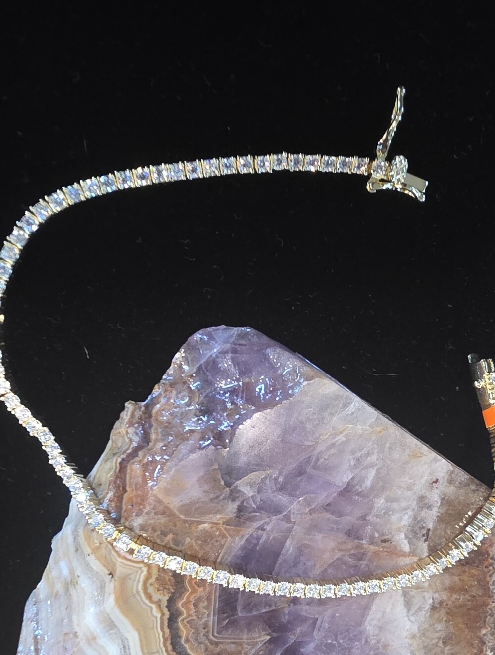 Moissanite Tennis Bracelet Sterling Silver w/ gold-tone. 8" 5.50 CTW 925 stamp